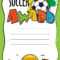 Vector Template Certificate Soccer Championship. Child Diploma.. For Free Softball Certificate Templates