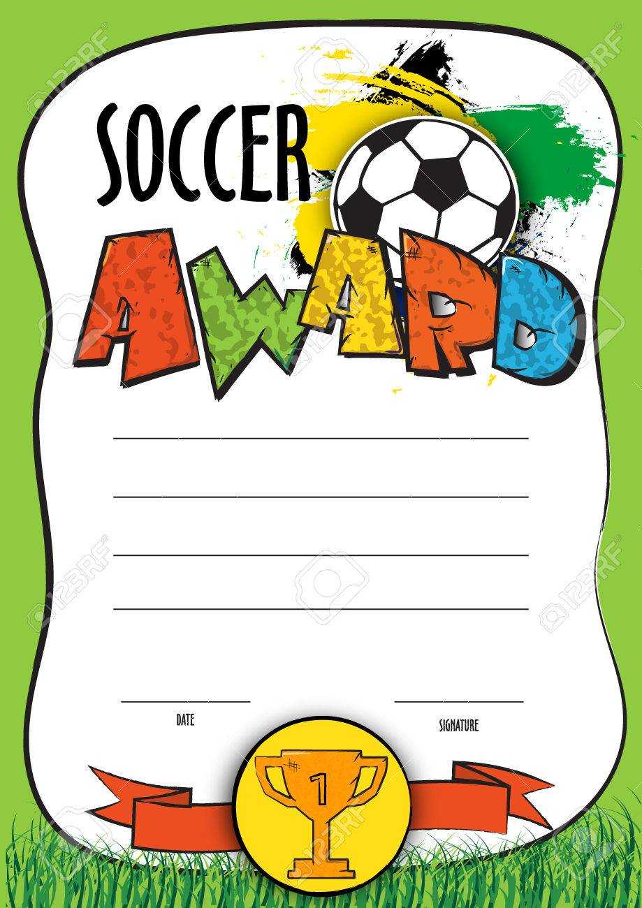 Vector Template Certificate Soccer Championship. Child Diploma.. For Free Softball Certificate Templates