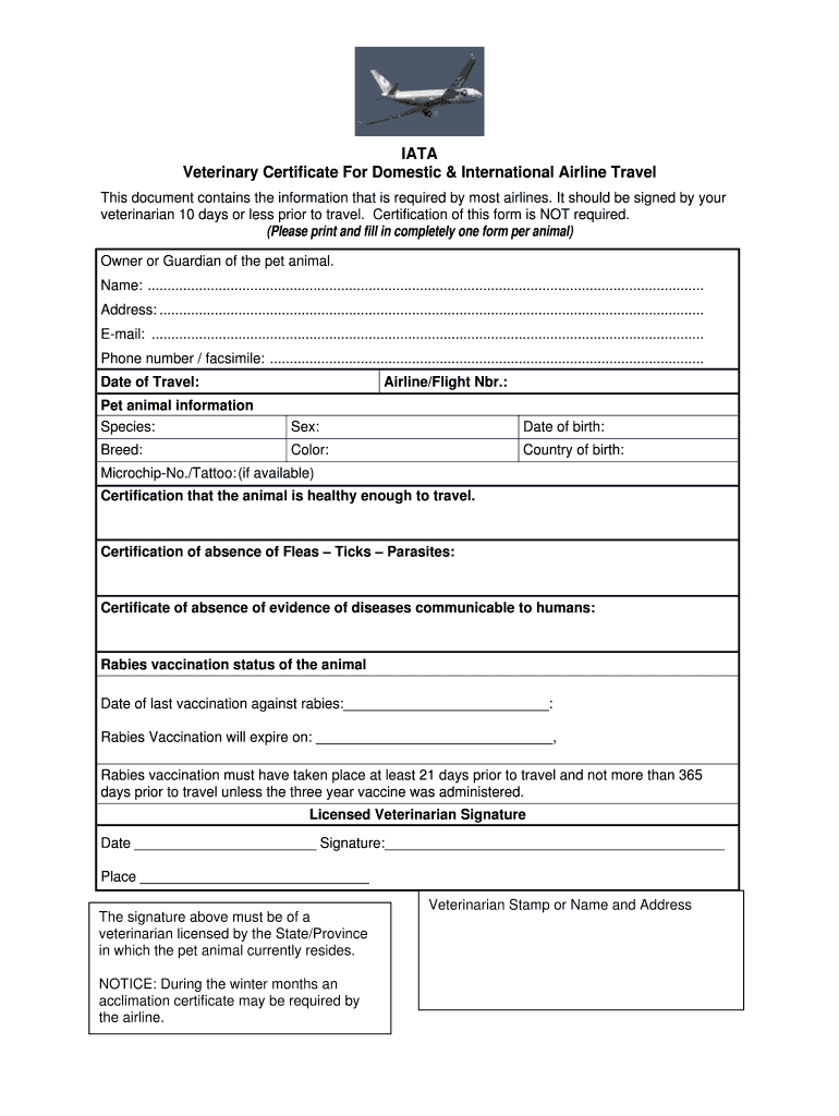 Veterinary Certificate – Fill Online, Printable, Fillable In Veterinary Health Certificate Template