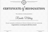 Vintage Certificate Of Recognition Template in Template For Certificate Of Award