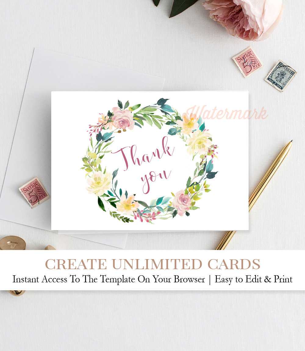 Vintage Floral Baby Shower Thank You Card, N4 Inside Template For Baby Shower Thank You Cards