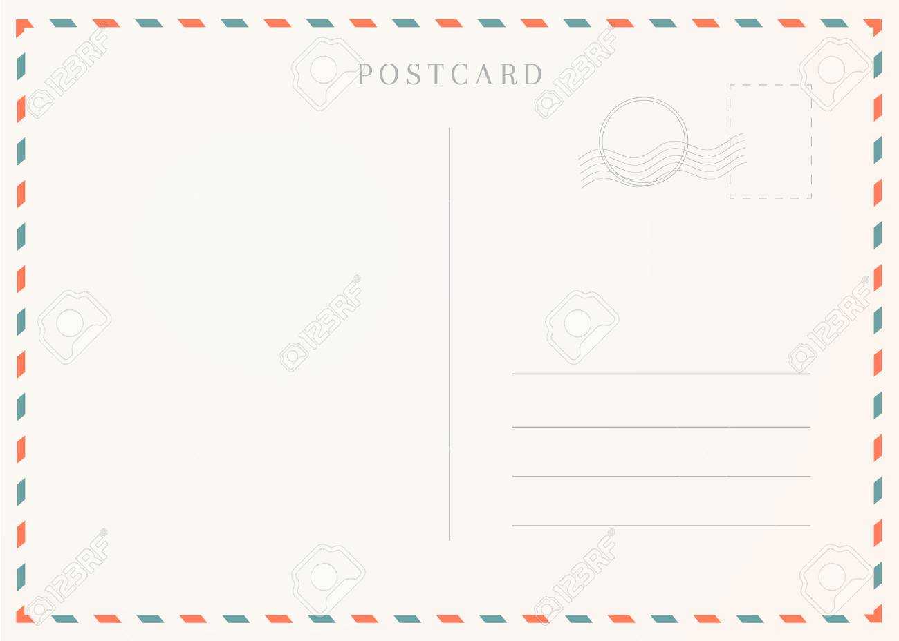 Vintage Postcard Template. Postal Card Illustration For Design. With Post Cards Template