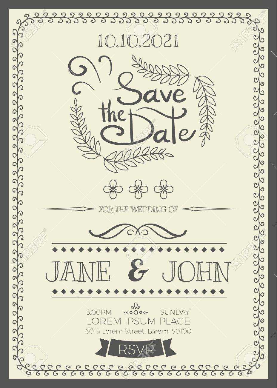 Vintage Wedding Invitation Card A5 Size Frame Layout Template In Wedding Card Size Template