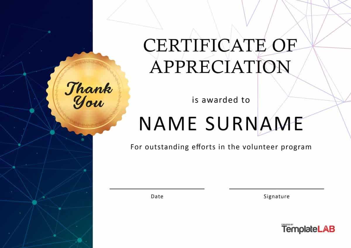 Volunteer Recognition Certificate Template - Dalep Regarding Free Template For Certificate Of Recognition