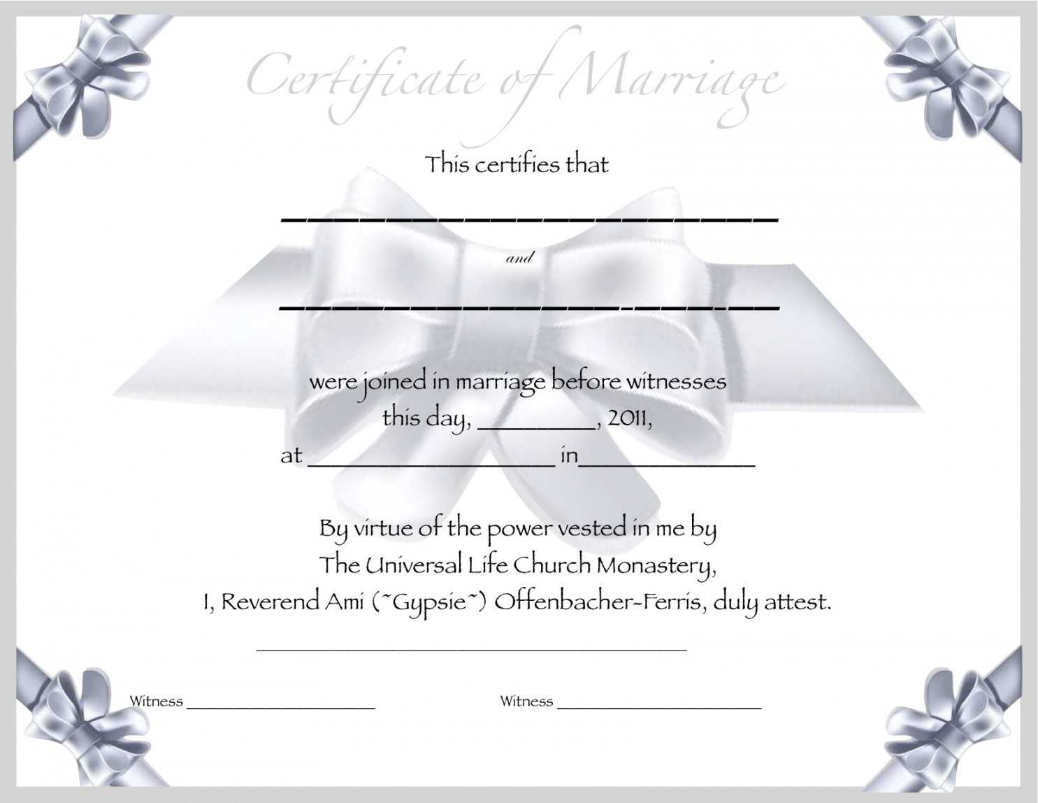 Wedding Certificate Templates Free Printable – Dalep Throughout Blank Marriage Certificate Template