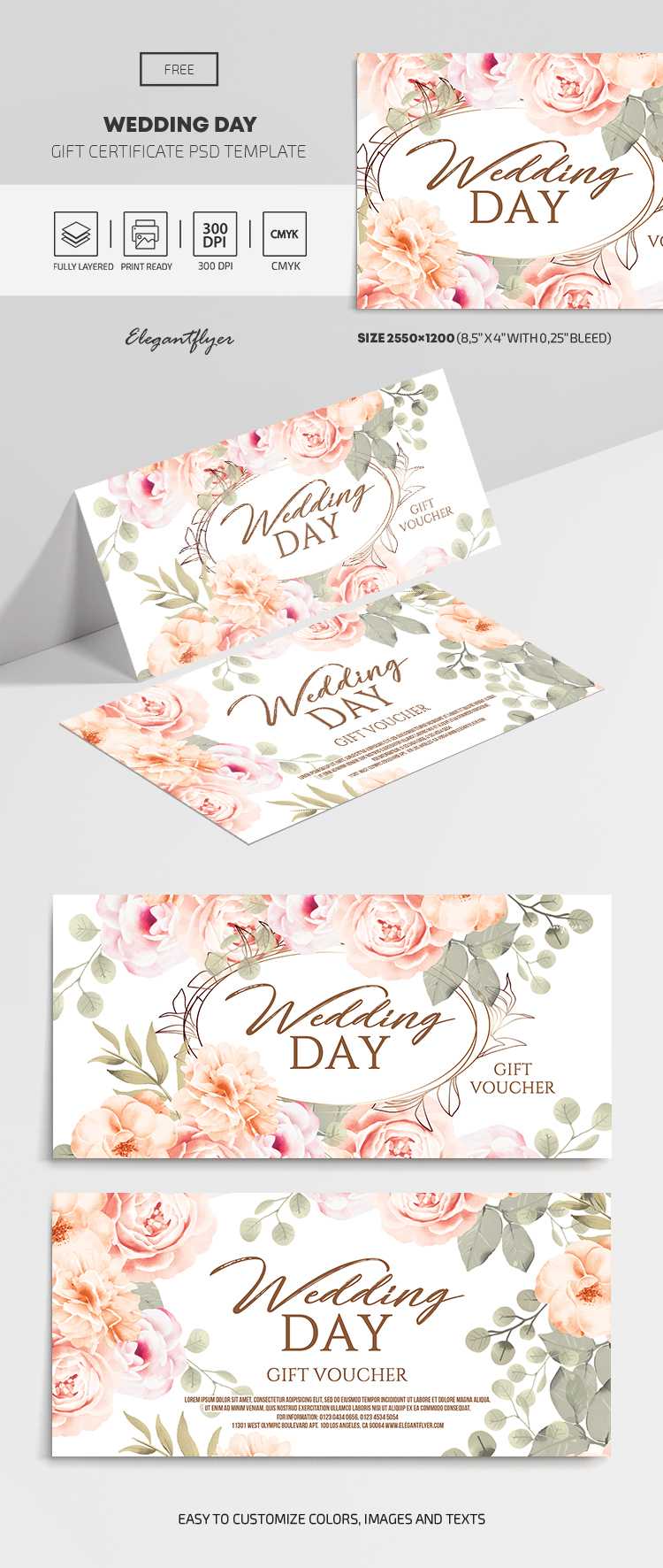 Wedding Day – Free Gift Certificate Template In Psd – With Spa Day Gift Certificate Template