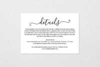 Wedding Details Card Template, Printable Accommodations with regard to Wedding Hotel Information Card Template
