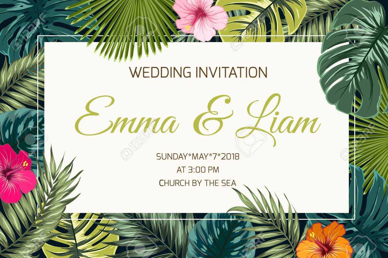 Wedding Event Invitation Card Template. Exotic Tropical Jungle.. With Regard To Event Invitation Card Template
