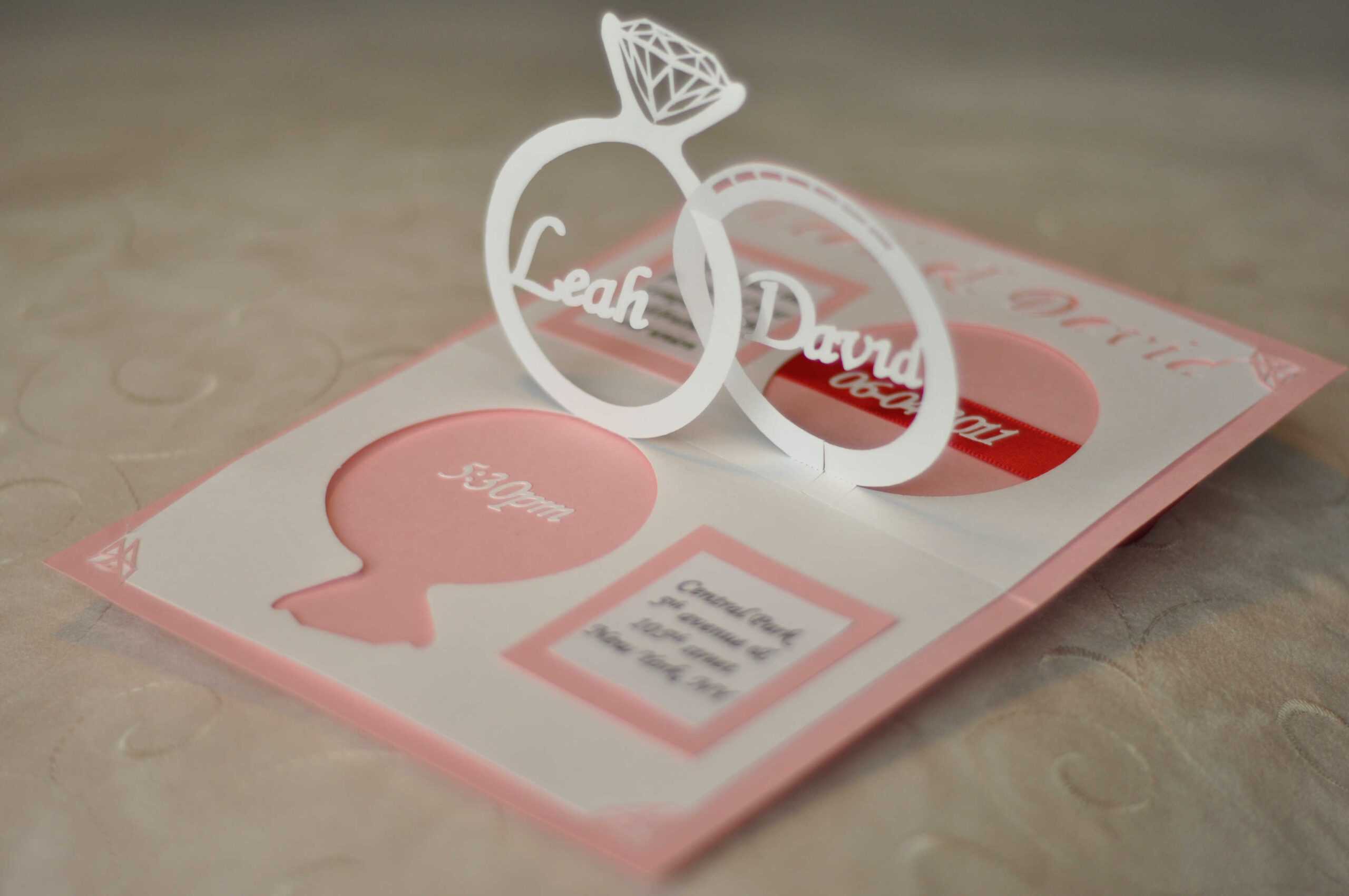 Wedding Invitation Linked Rings Pop Up Card Template With Regard To Wedding Pop Up Card Template Free