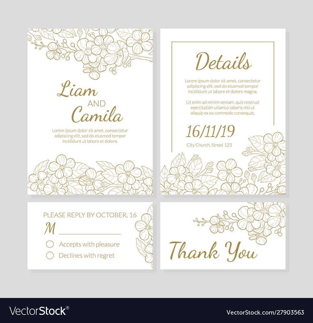 Wedding Invitation Template Set Thank You Card With Church Wedding Invitation Card Template