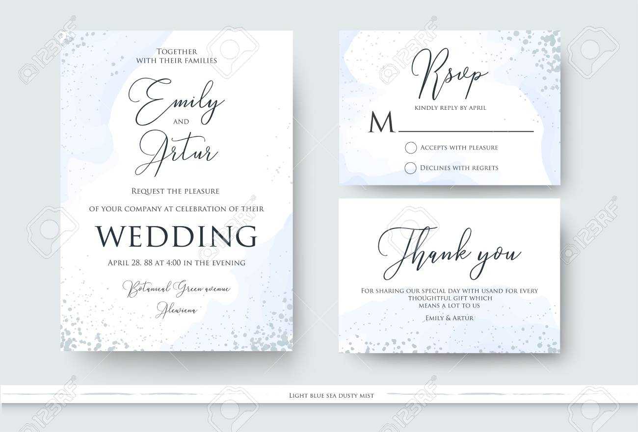 Wedding Invite, Thank You, Rsvp Card Design Set With Abstract.. With Regard To Free Printable Wedding Rsvp Card Templates