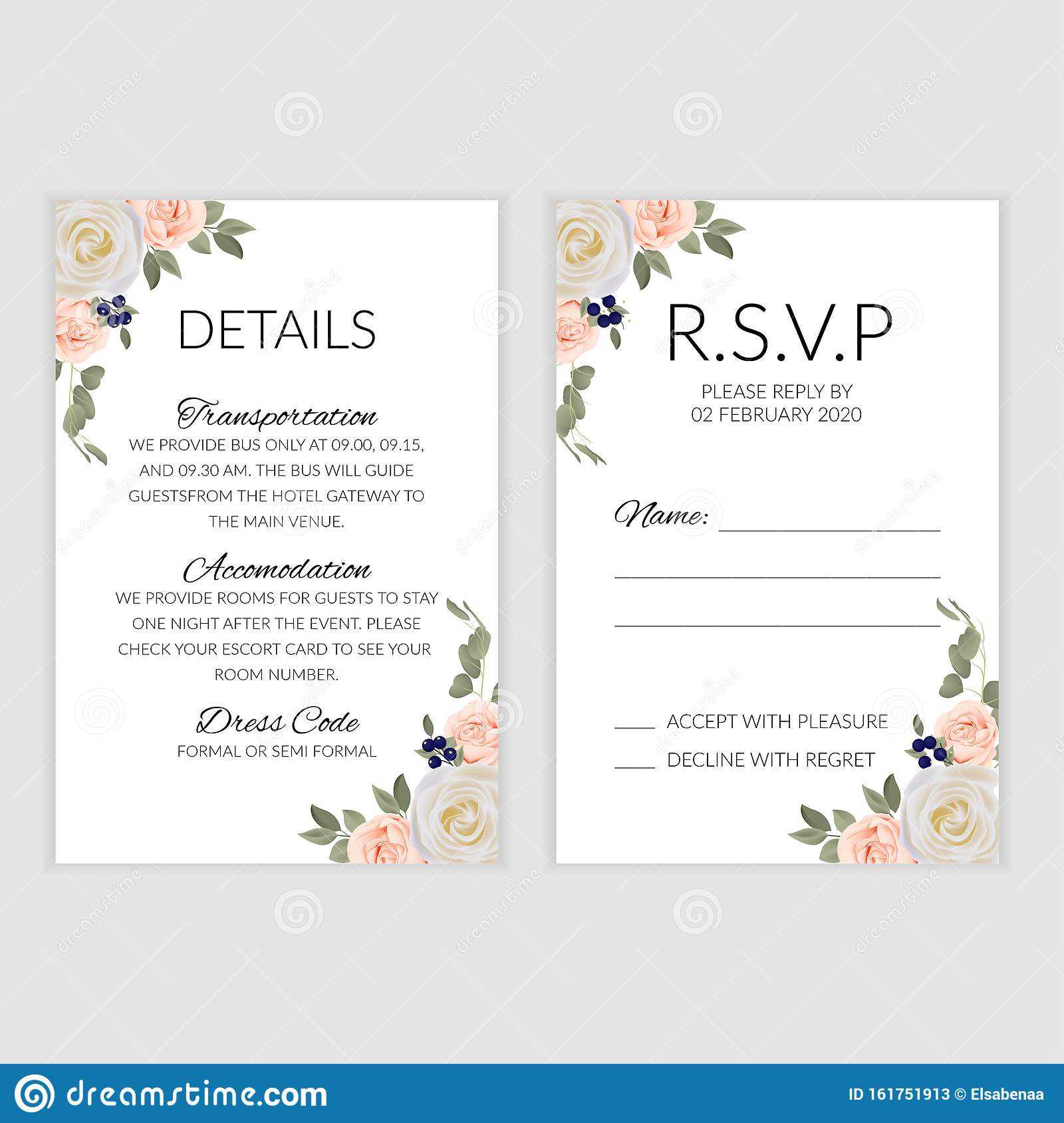 Wedding Rsvp Card Template With Pastel Rose Bouquet Stock With Regard To Free Printable Wedding Rsvp Card Templates