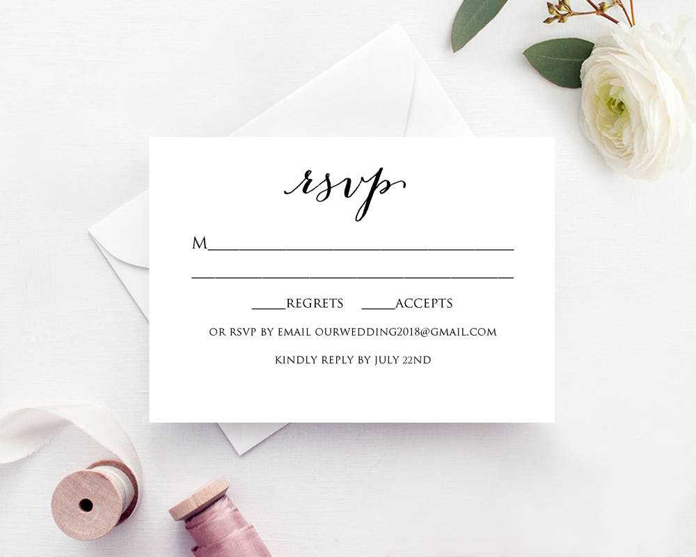 Wedding Rsvp Card Template With Template For Rsvp Cards For Wedding