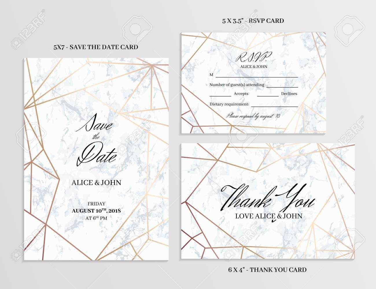 Wedding Set. Save The Date, Thank You And R.s.v.p. Cards Template.. Pertaining To Free Printable Wedding Rsvp Card Templates