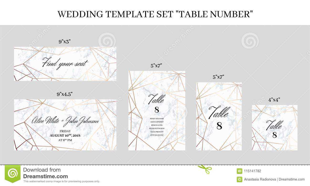 Wedding Template Set Table Number Cards Stock Vector Intended For Table Number Cards Template