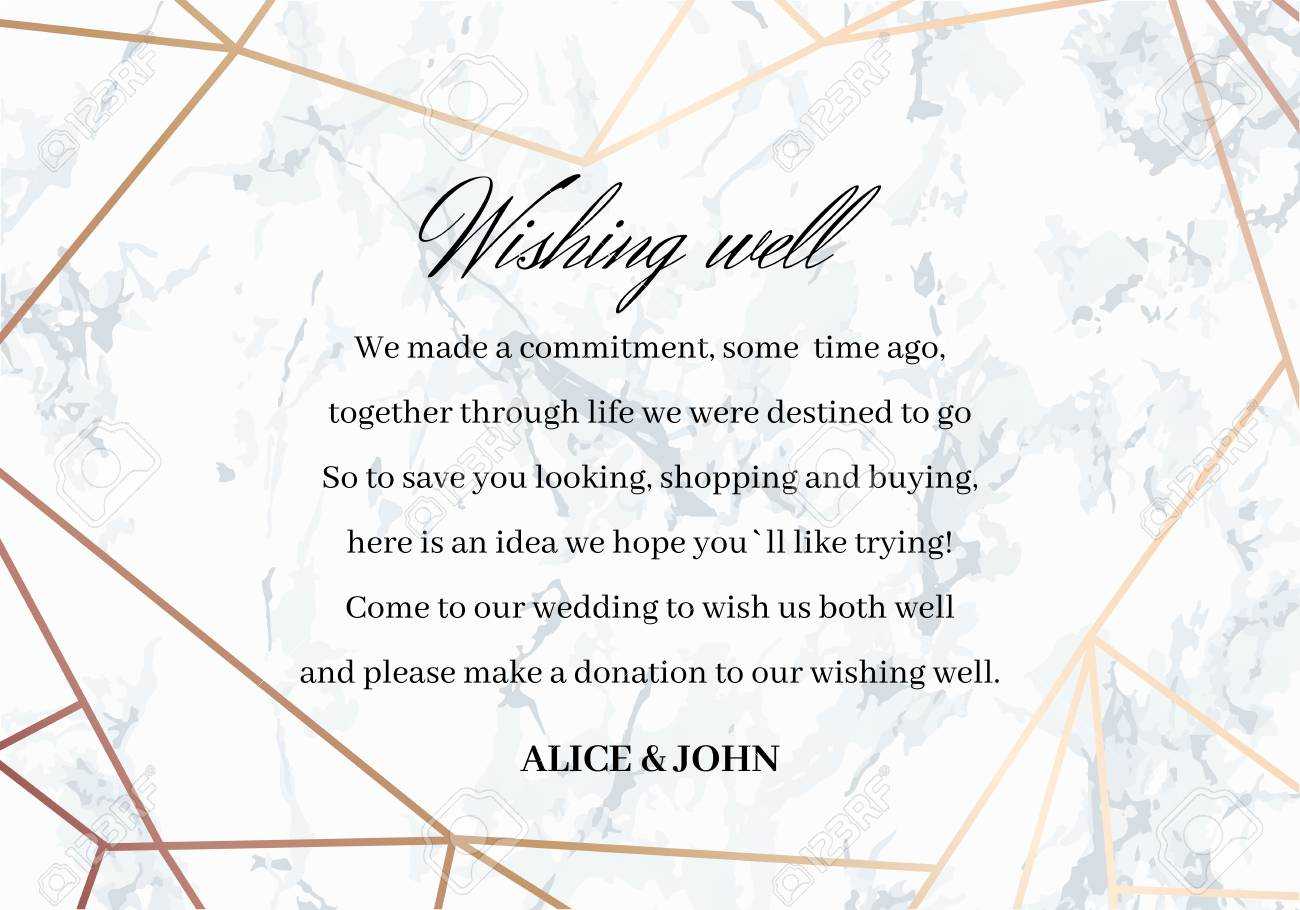 Wedding Well Wishes Card Template. Geometric Design In Rose Gold.. Intended For Donation Cards Template