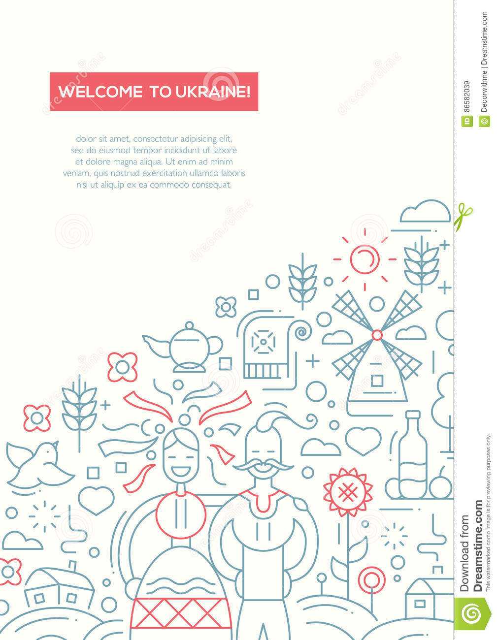 Welcome To Ukraine  Line Design Brochure Poster Template A4 For Welcome Brochure Template
