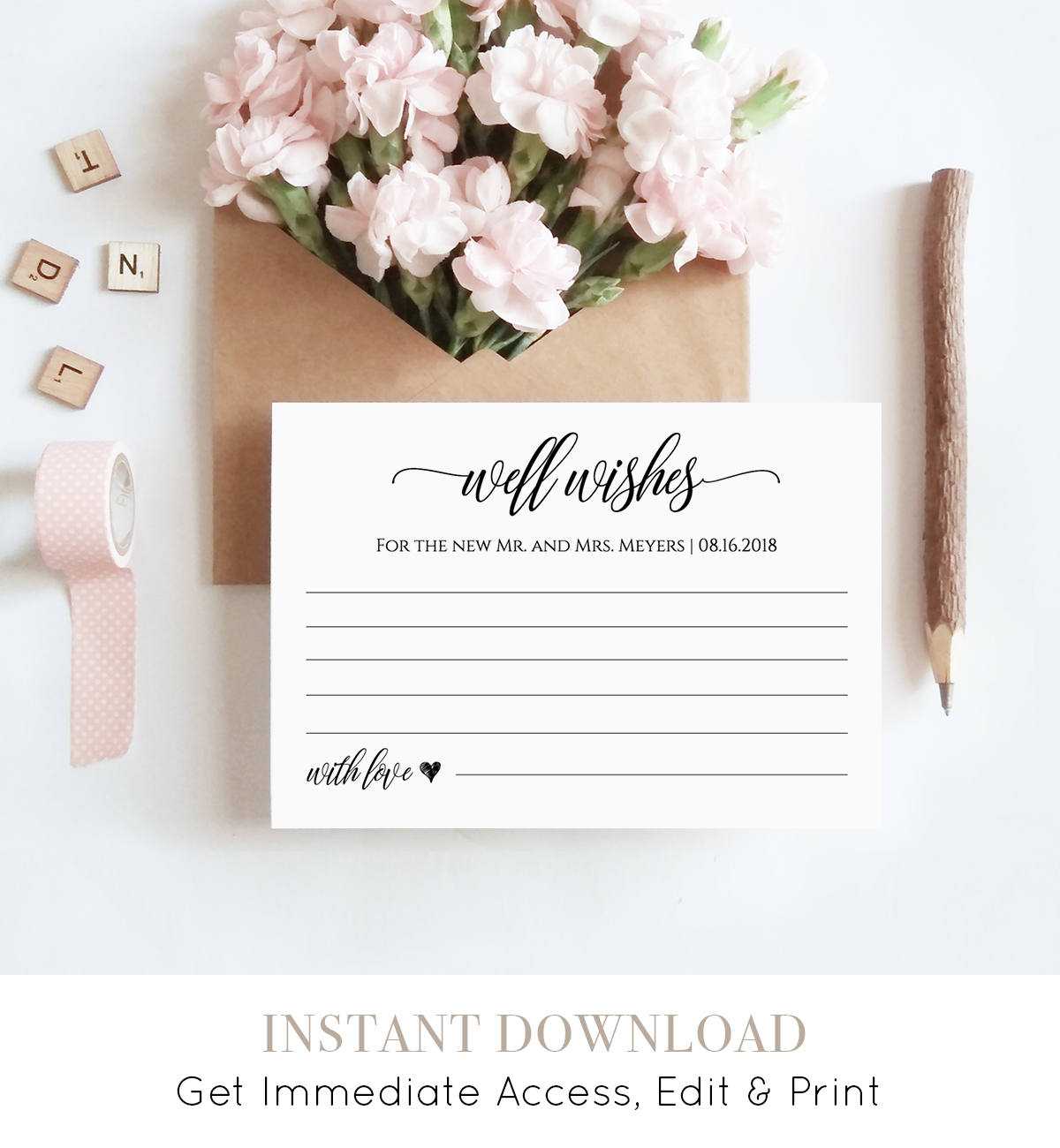 Well Wishes Printable, Wedding Advice Card Template For Regarding Marriage Advice Cards Templates