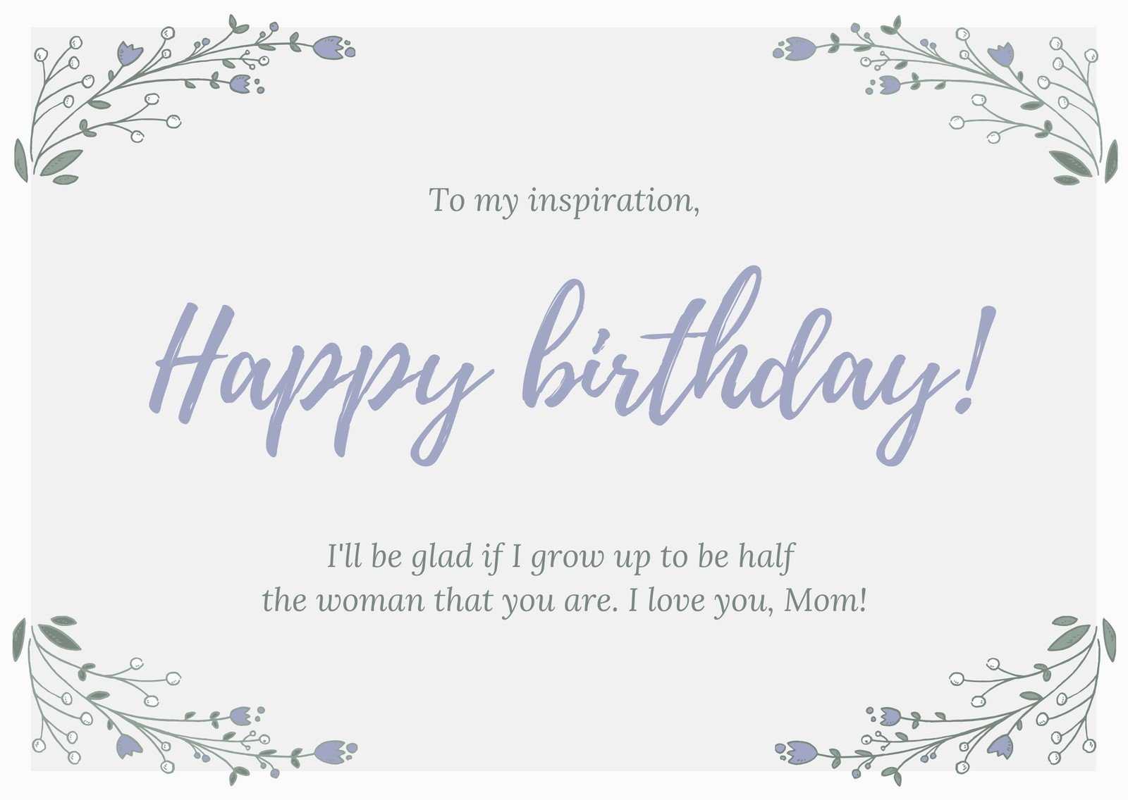 White And Lavender Mom Birthday Card – Templatescanva Regarding Mom Birthday Card Template