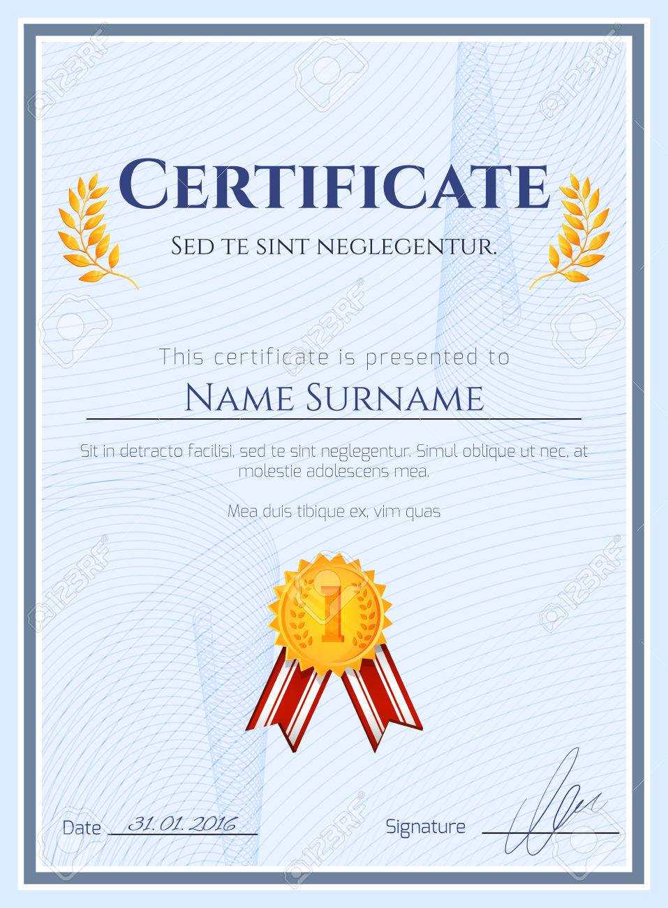Winner Certificate Diploma Template With Seal Award Decoration.. Inside Winner Certificate Template