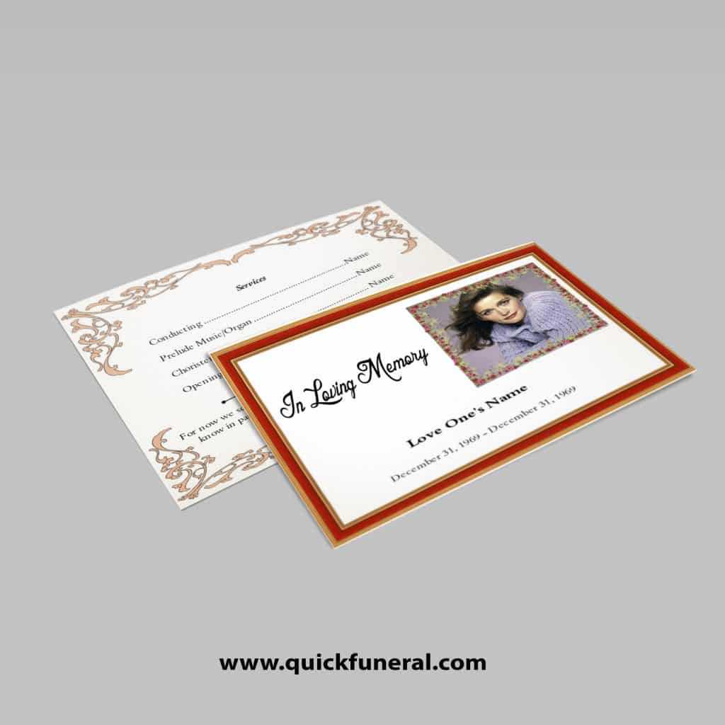 Wooden Funeral Announcement Template | Funeral Throughout Decision Card Template