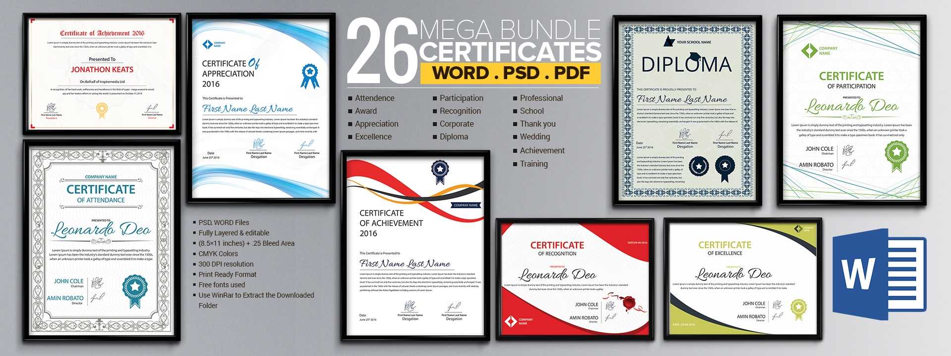Word Certificate Template - 53+ Free Download Samples With Regard To Award Certificate Templates Word 2007