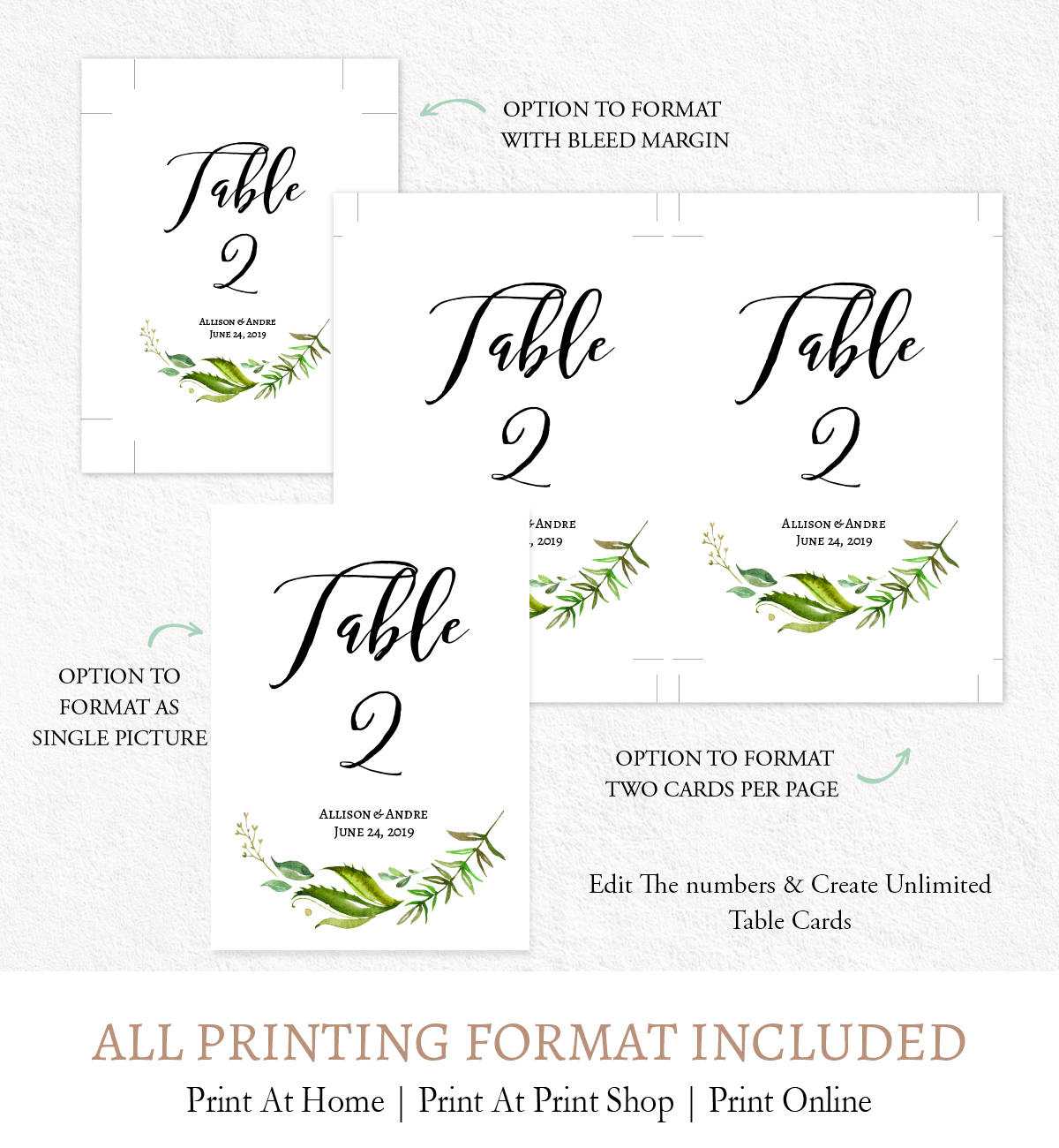 Wreath Table Numbers Template, L3 Within Table Number Cards Template