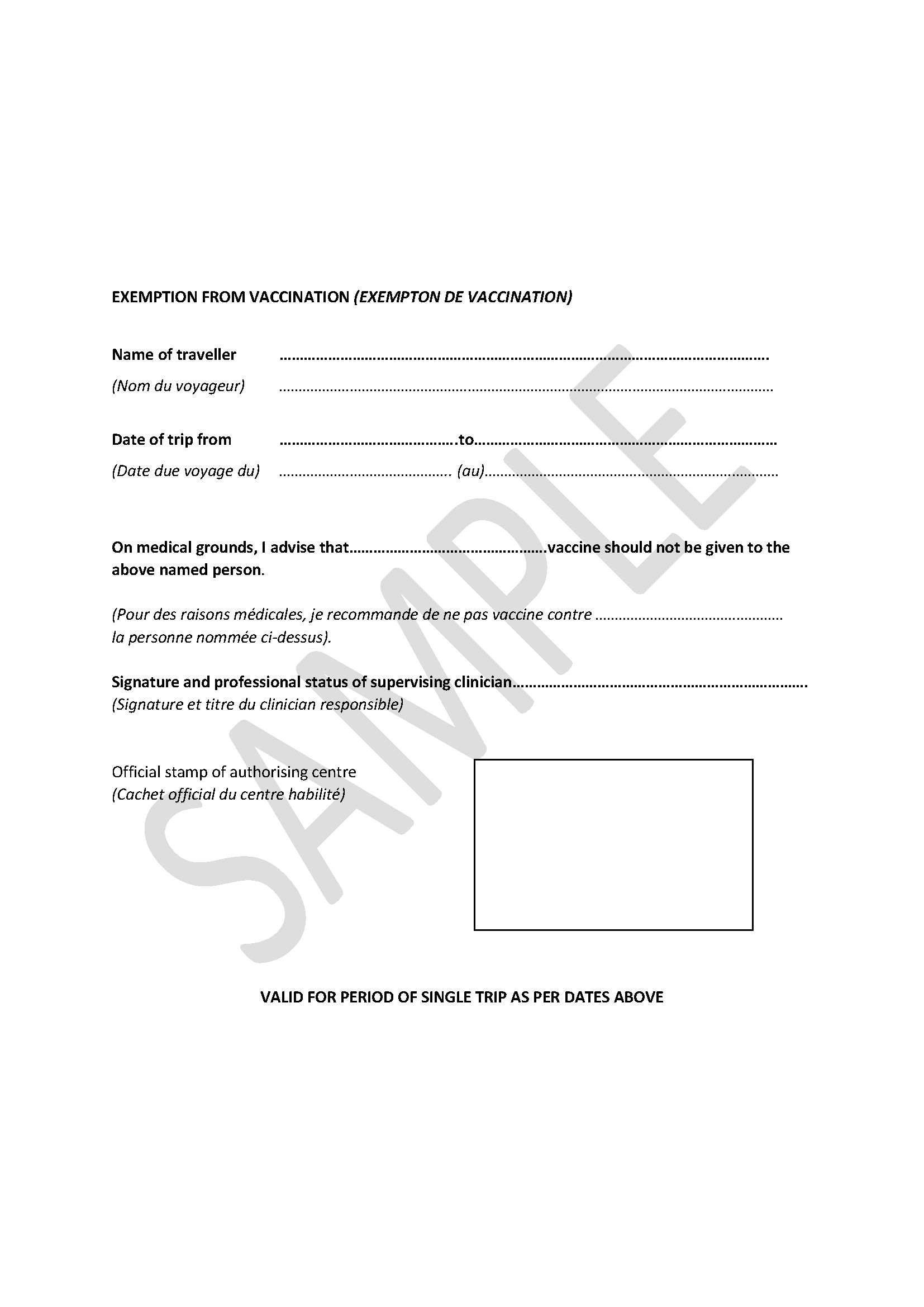 Yellow Fever Zone In Certificate Of Vaccination Template