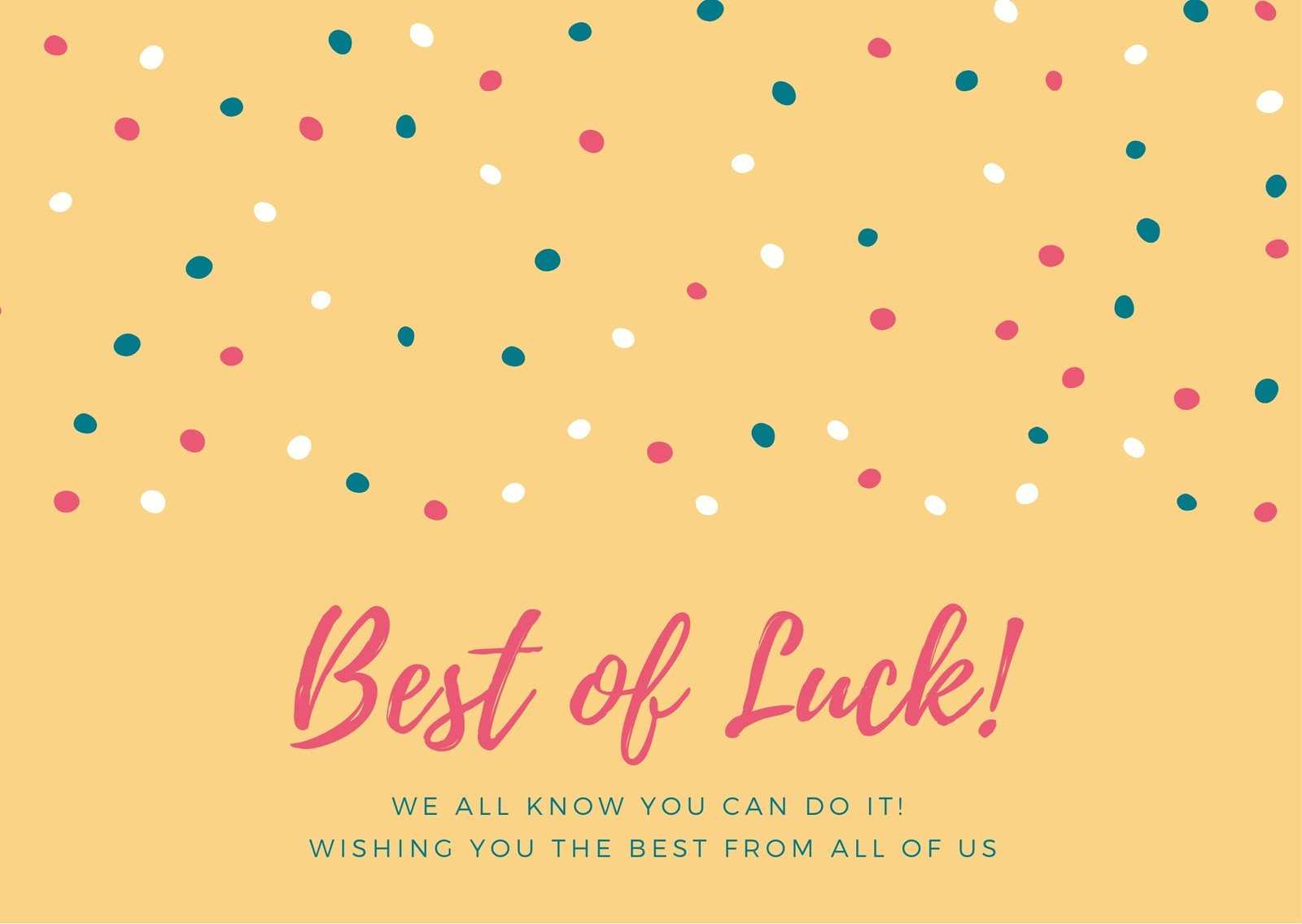 Yellow With Polka Dots Good Luck Card – Templatescanva Regarding Good Luck Card Templates