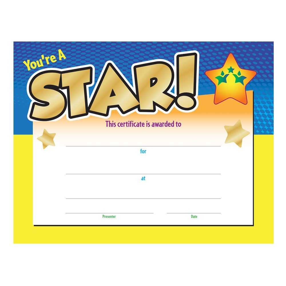 You're A Star! Gold Foil Stamped Certificates – Pack Of 25 With Safety Recognition Certificate Template