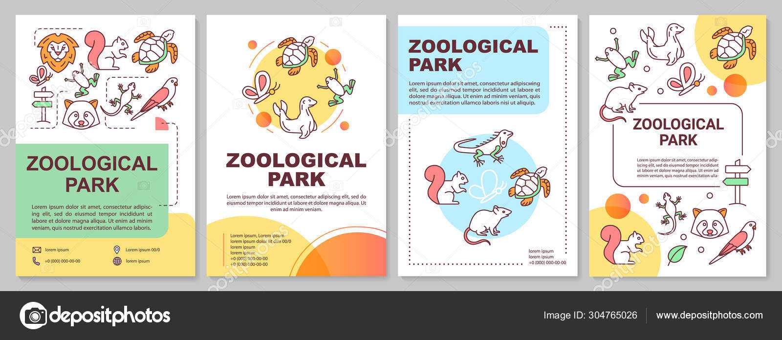 Zoological Park Brochure Template Layout. Zoo Animals. Flyer For Zoo Brochure Template